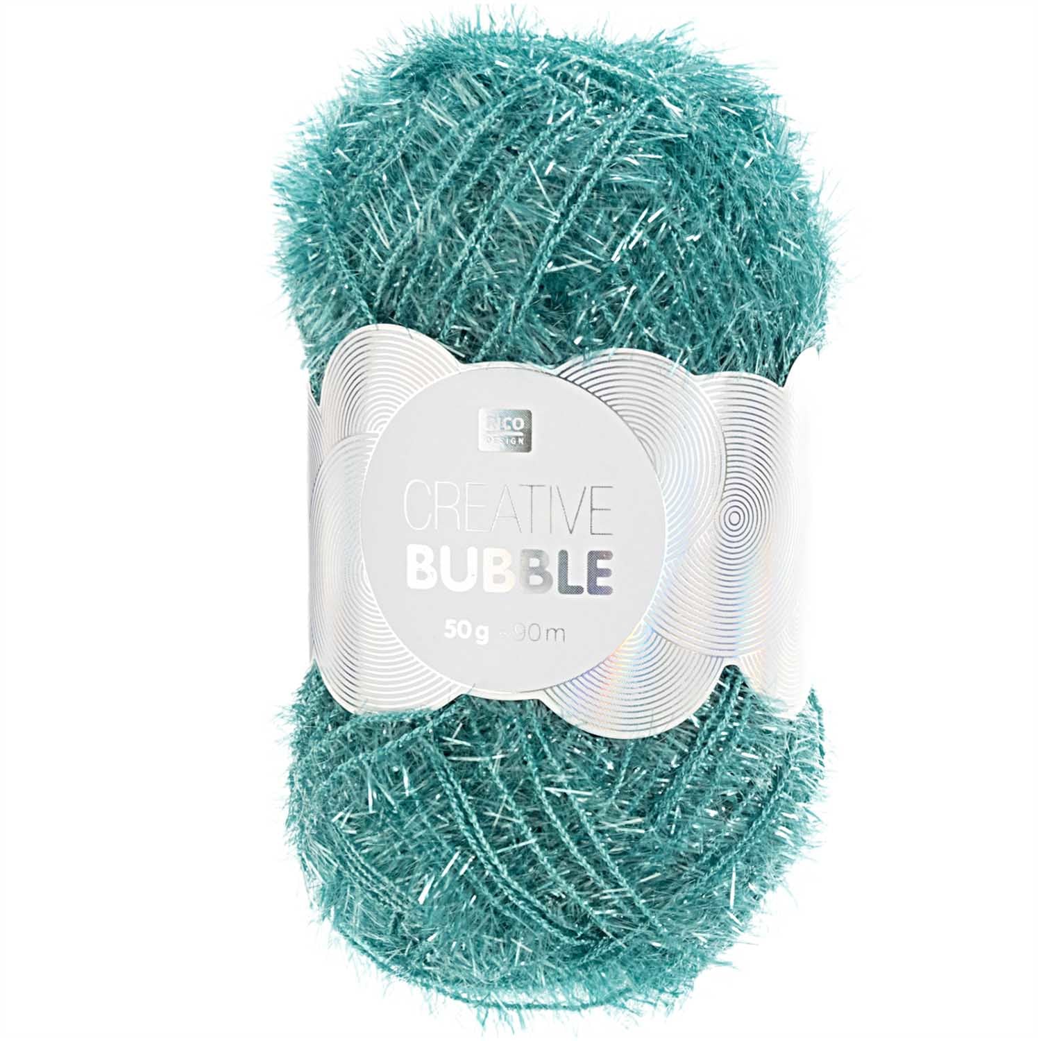 Rico Design Creative Bubble Garn Türkis – 50 g, 90 m, 100% Polyester, Nadel 4 mm, 1 Stk.