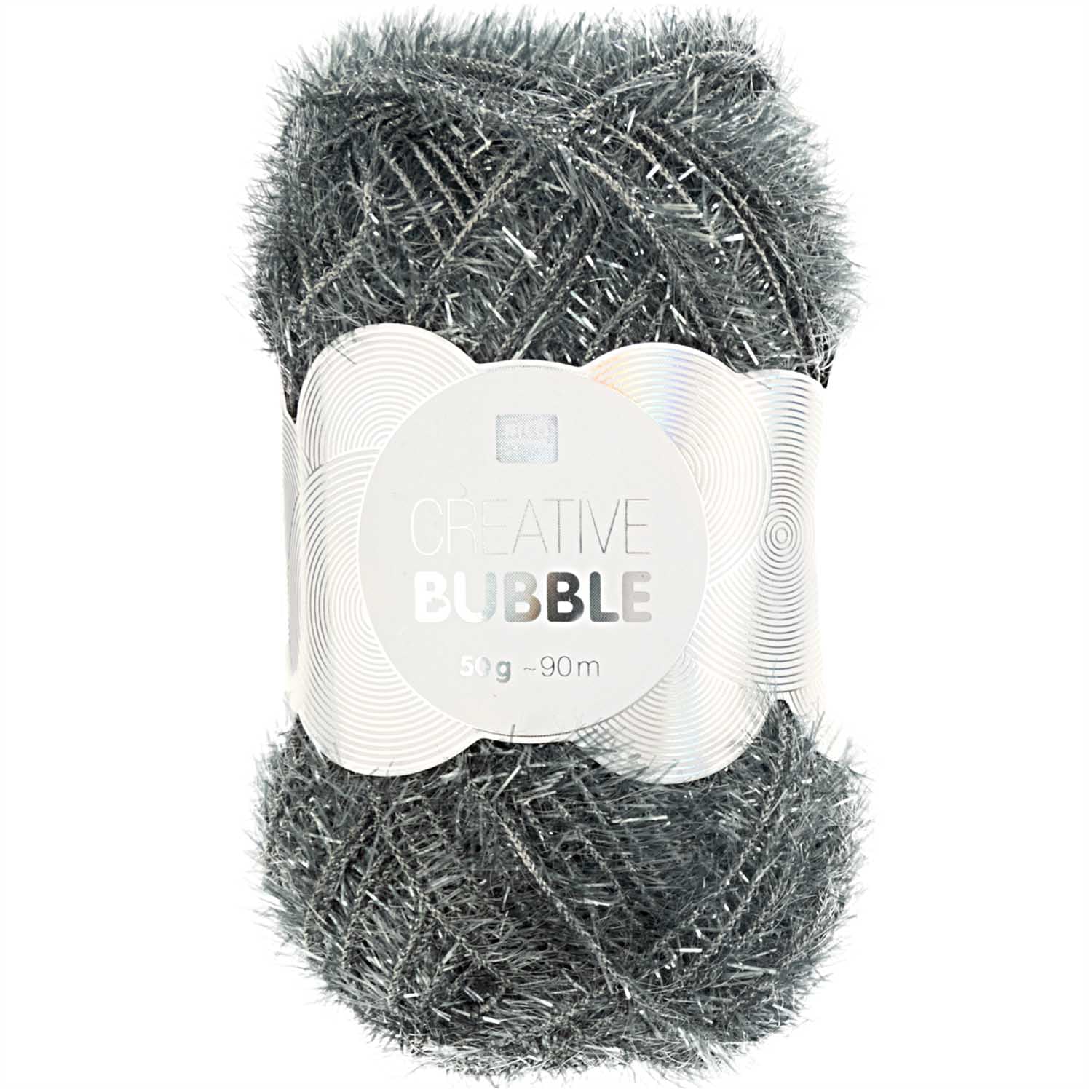 Rico Design Creative Bubble Garn Grau – 50 g, 90 m, Polyester, Nadel 4 mm, 1 Stk.