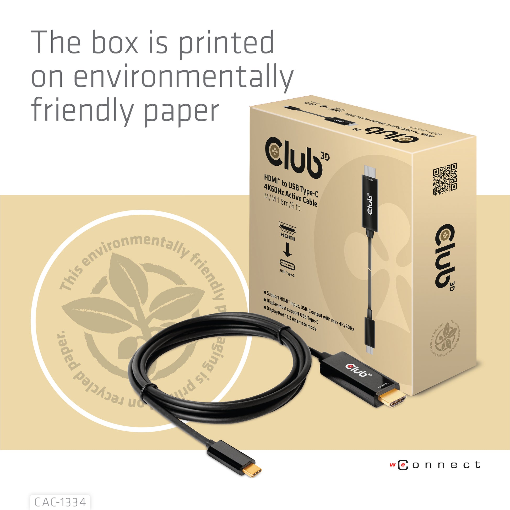 CLUB3D Club 3D HDMI auf USB-C Kabel DP 1.2 4K 60 Hz – 1,8 m – aktiv