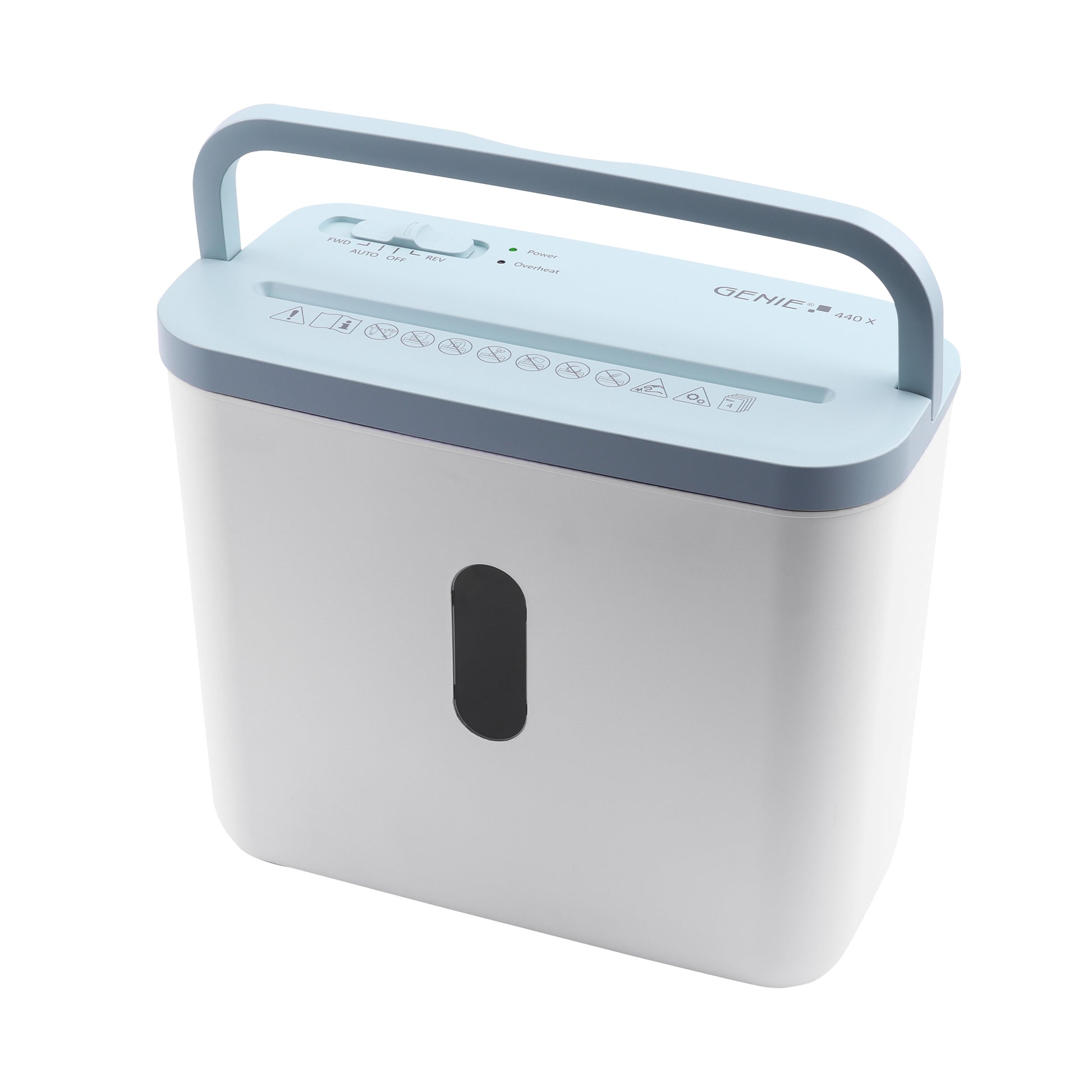 Genie 440X Aktenvernichter – Streifenschnitt, P-4, 4 × 38 mm, 4 Blatt, 8 l