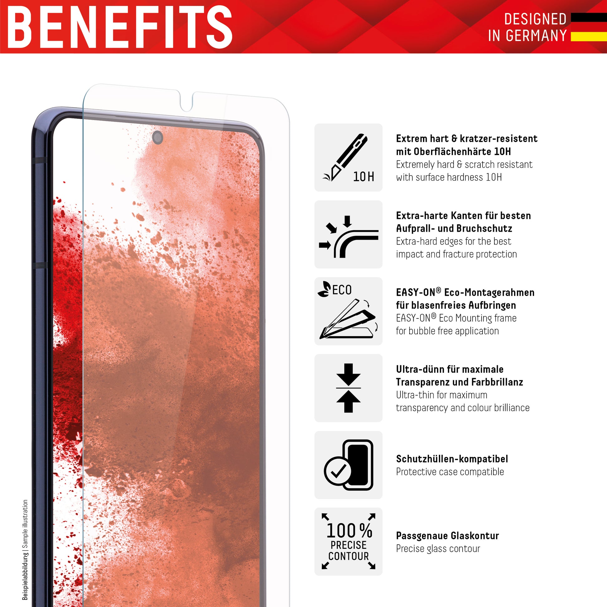 Displex Displayschutz (Panzerglas), Hüllenfreundlich – für Galaxy A51 – mit Applikator