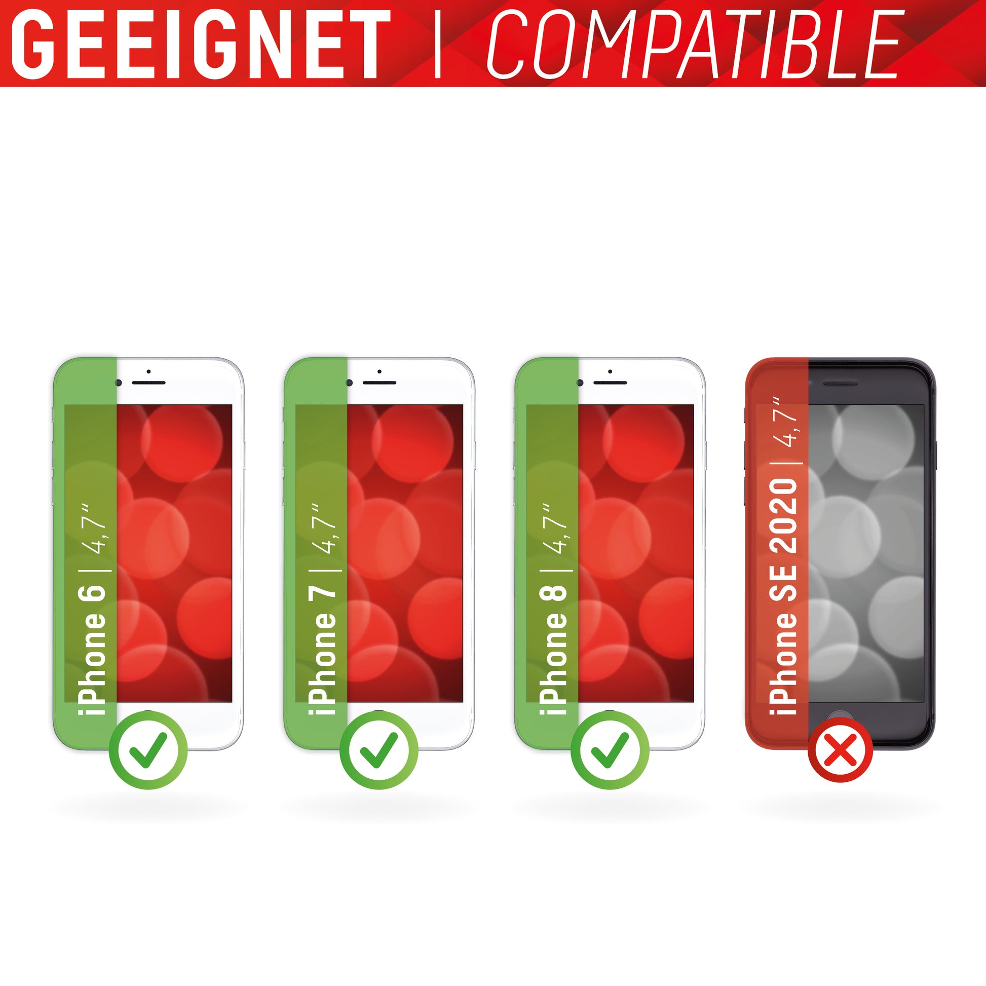 Displex Displayschutz (Panzerglas), Full Cover – für iPhone 6/7/8 und andere – mit Applikator