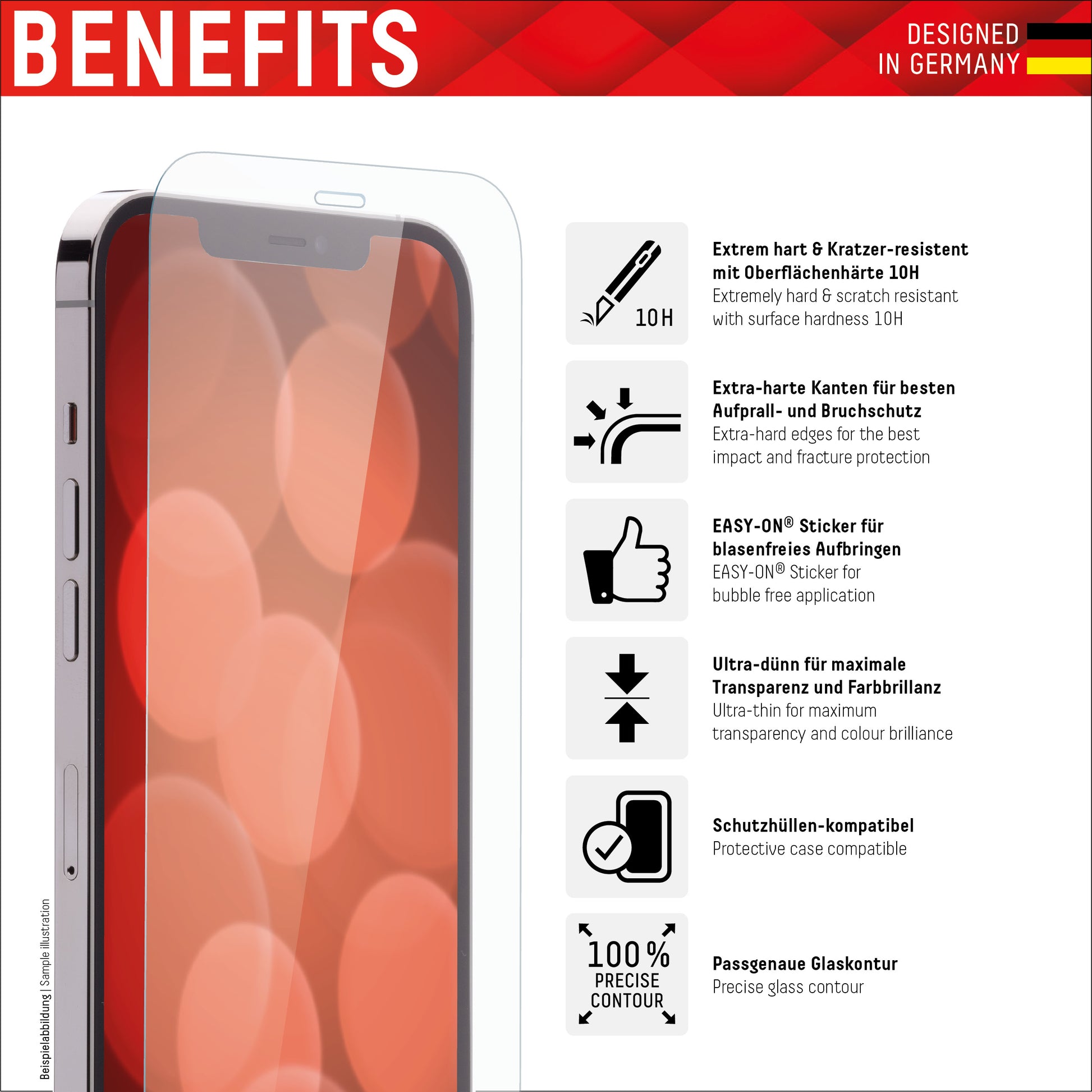 Displex Displayschutz (Panzerglas), 10H – für iPhone 13 Pro