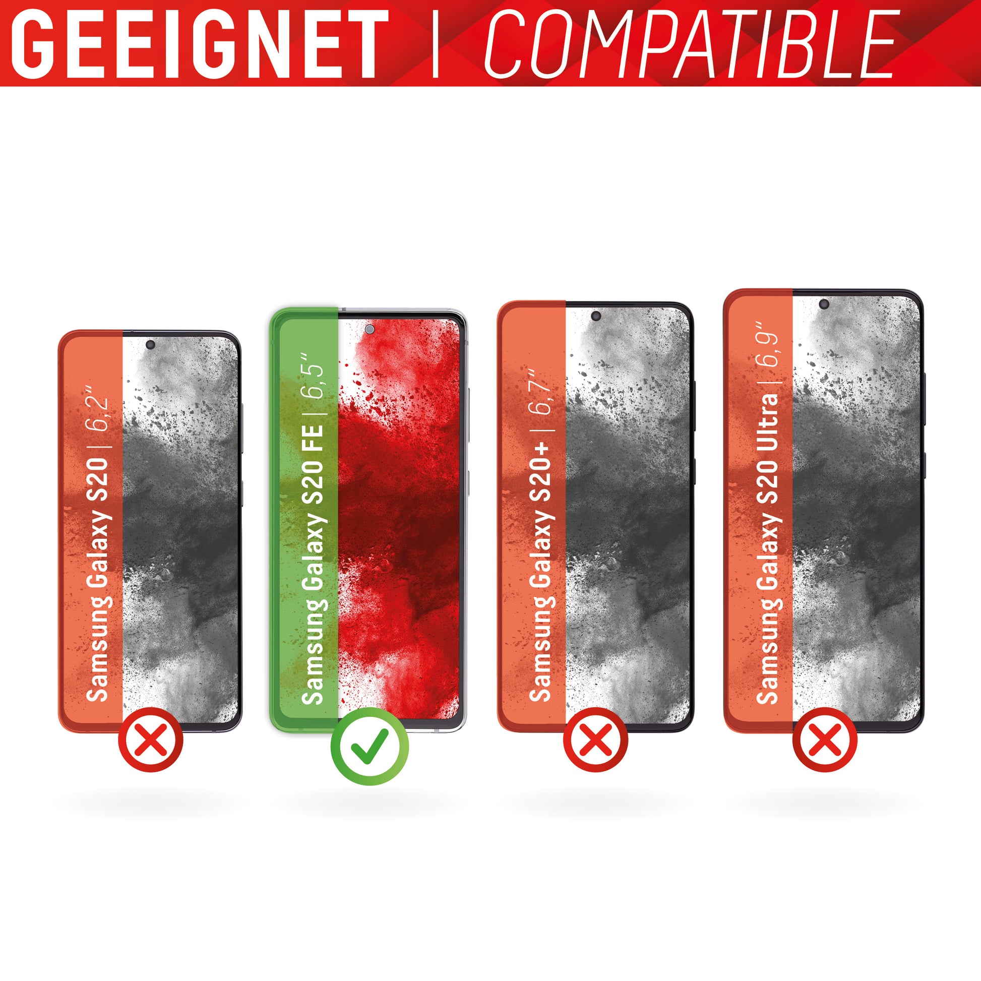 Displex Displayschutz (Panzerglas), Full Cover – für Galaxy S20 FE – mit Applikator