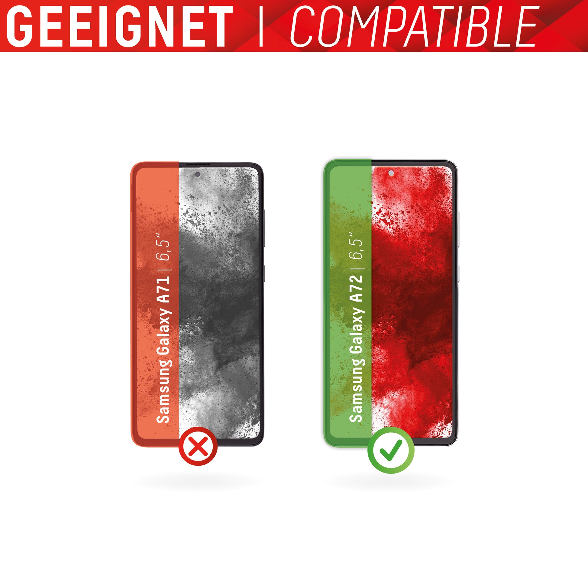 Displex Displayschutz (Panzerglas), Full Cover – für Galaxy A72 – mit Applikator