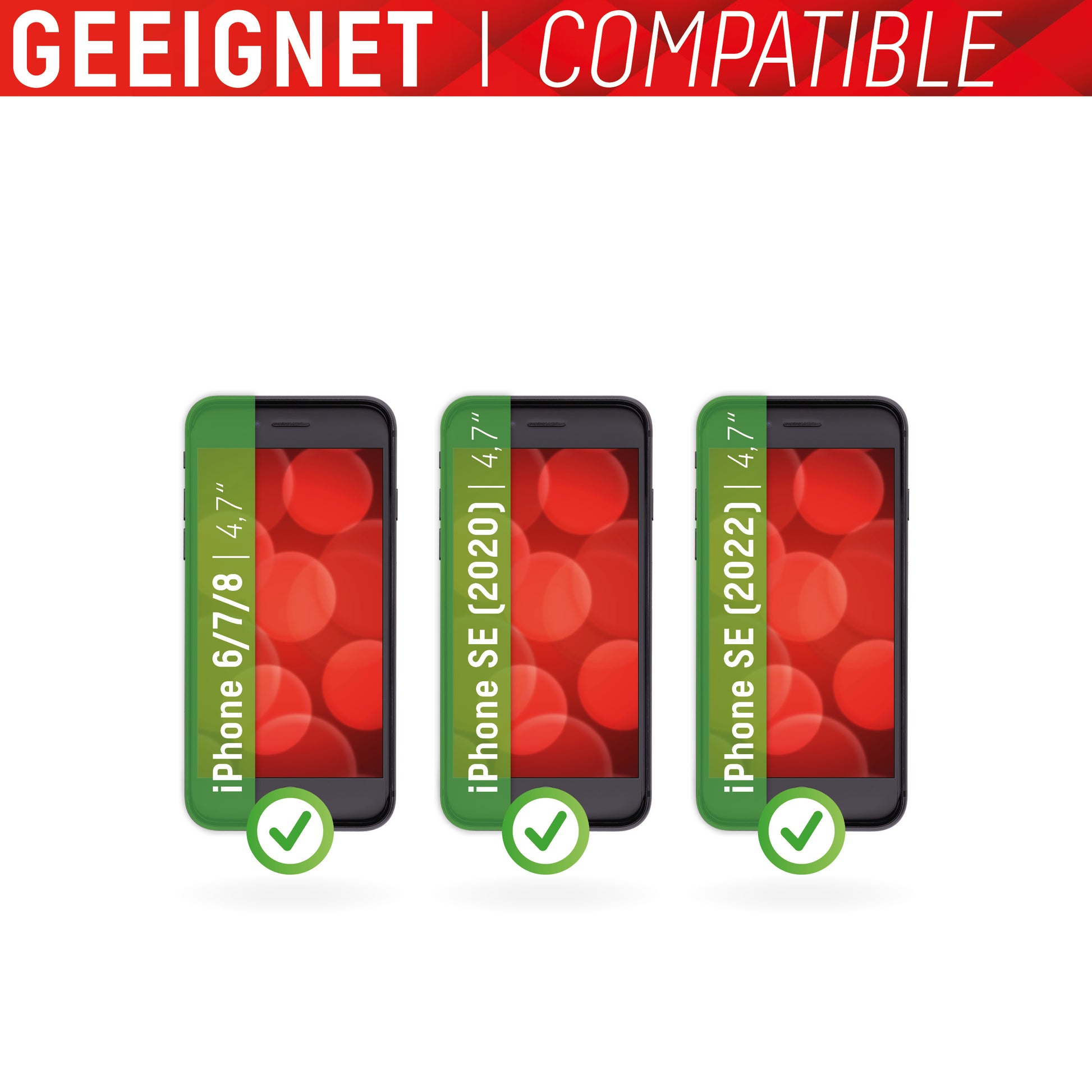 Displex Displayschutz (Panzerglas), Full Cover – für iPhone 6/7/8 und ähnliche – mit Applikator