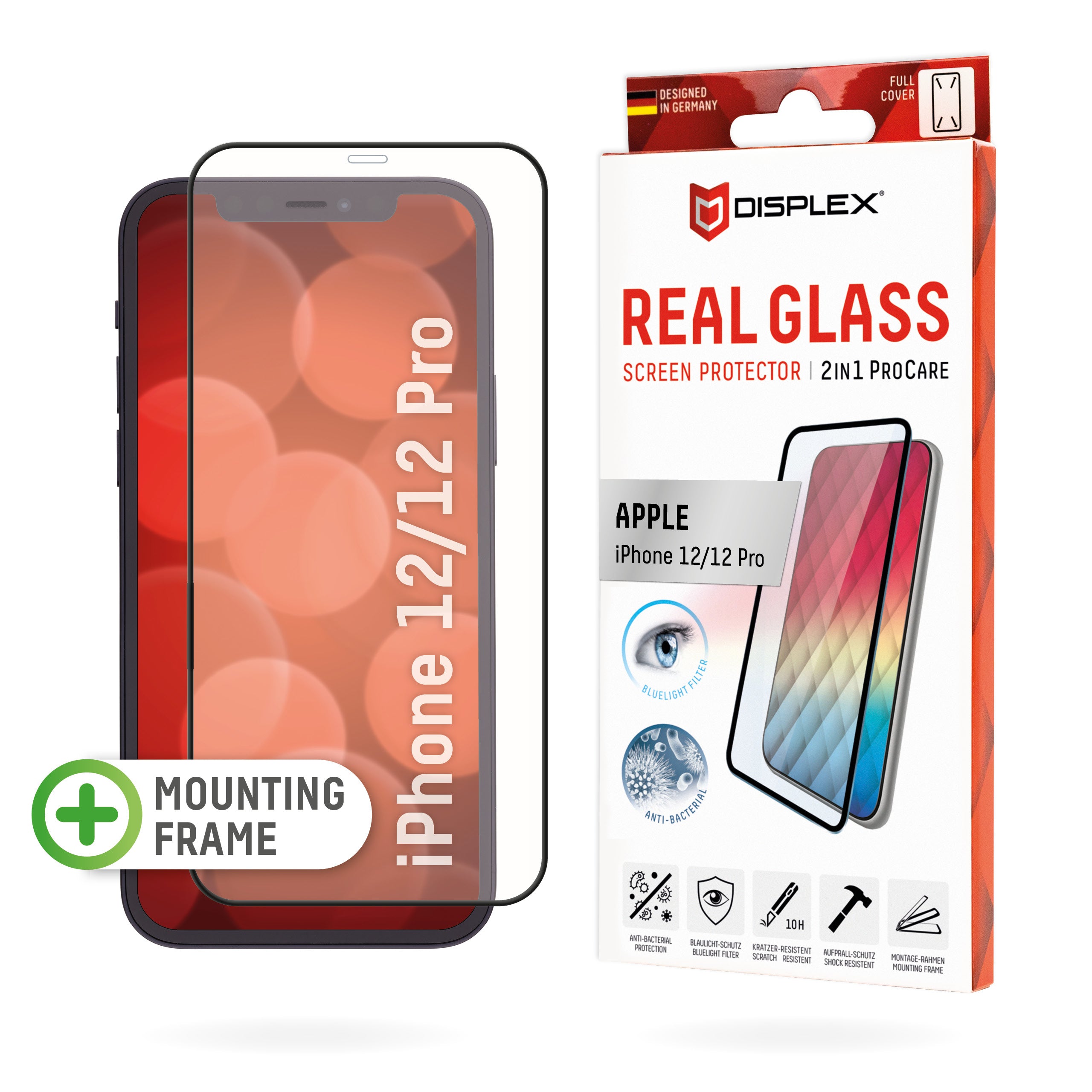 Displex Displayschutz (Panzerglas), Blaulichtfilter – für iPhone 12/12 Pro