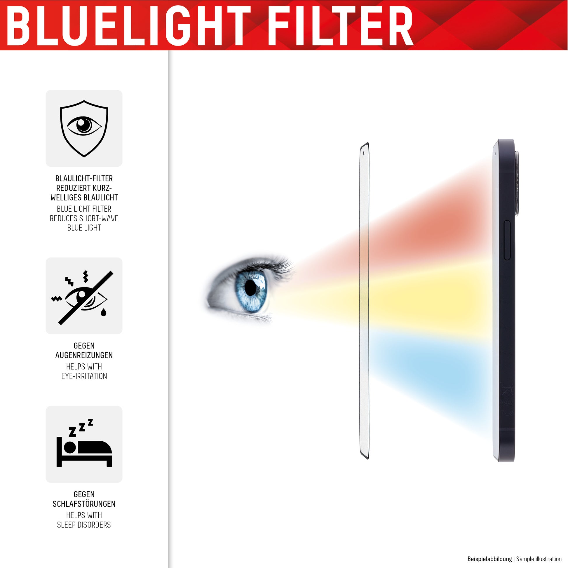 Displex Displayschutz (Panzerglas), Blaulichtfilter – für iPhone 12/12 Pro