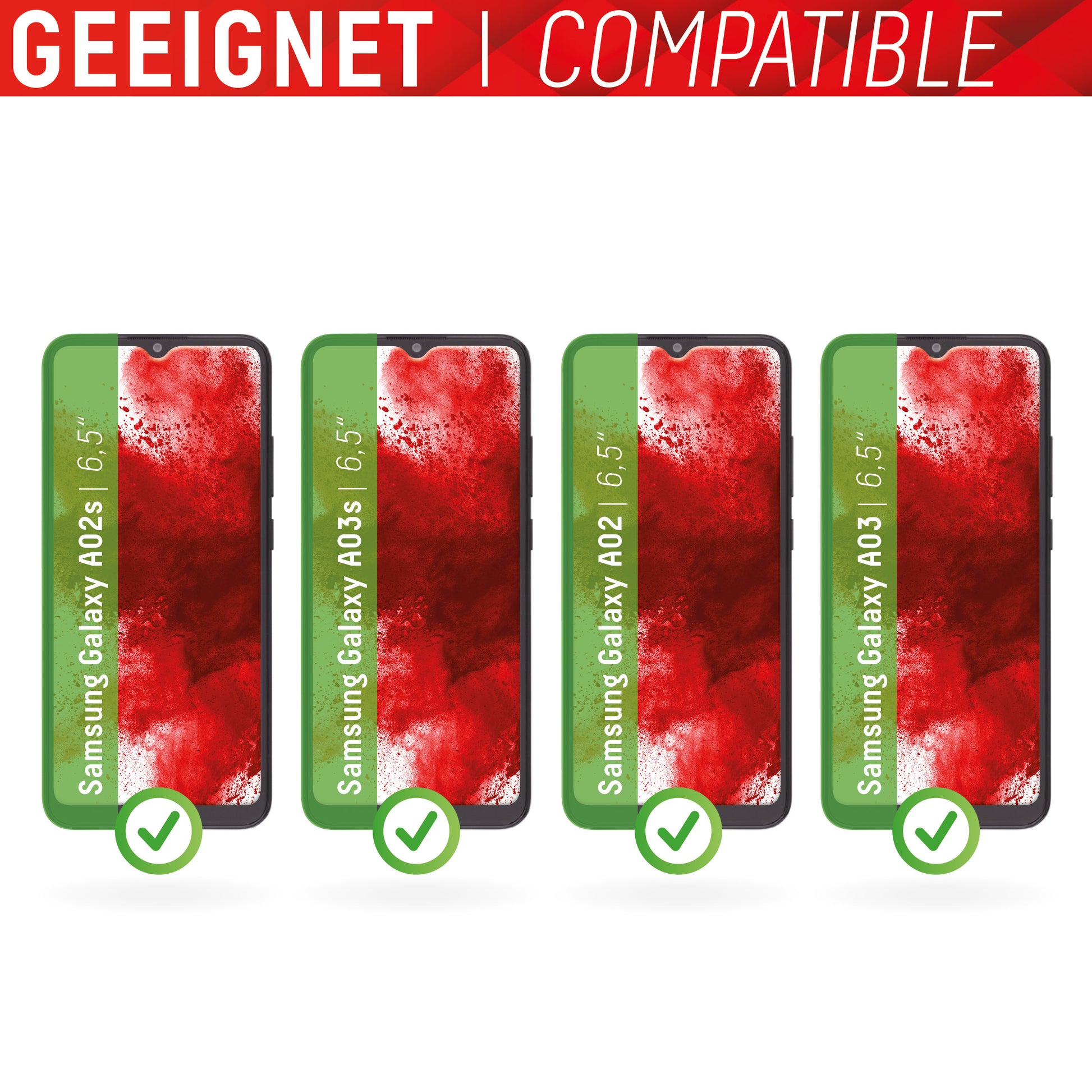 Displex Displayschutz (Panzerglas), Hüllenfreundlich – für Galaxy A02/A02s/A03 und andere – mit Applikator