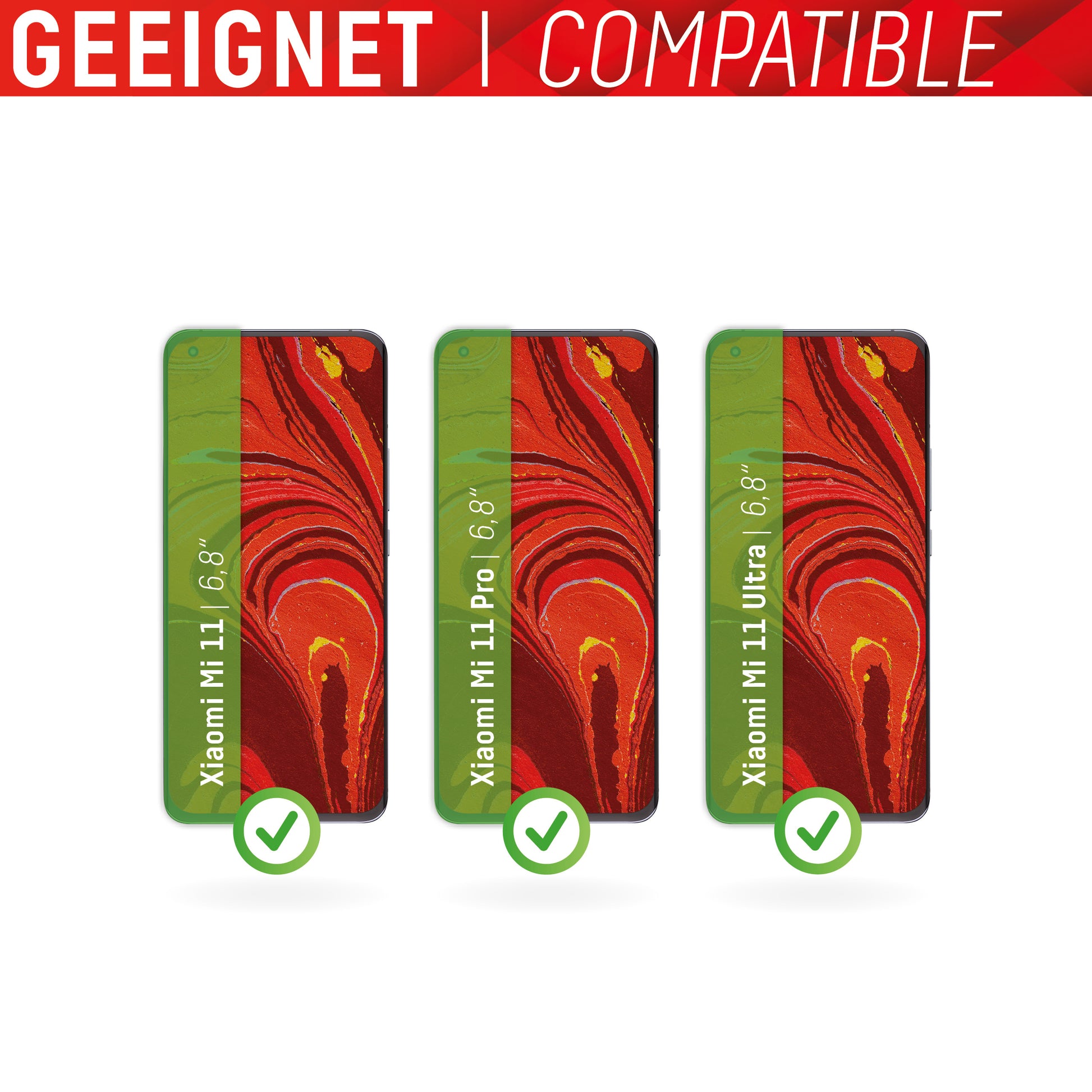 Displex Displayschutz (Panzerglas), Full Cover – für Xiaomi Mi 11/11 Pro/11 Ultra – mit Applikator