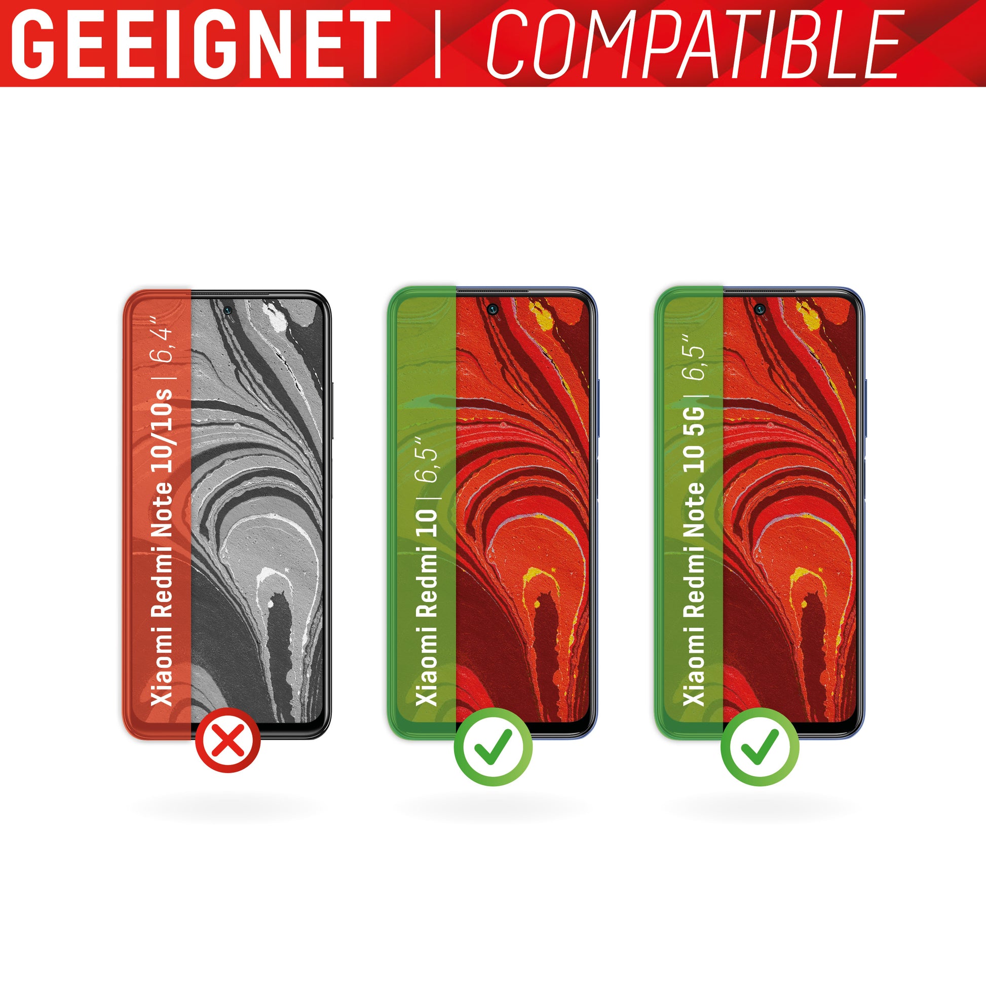 Displex Displayschutz (Panzerglas), Hüllenfreundlich – für Redmi 10/Note 10 5G – mit Applikator