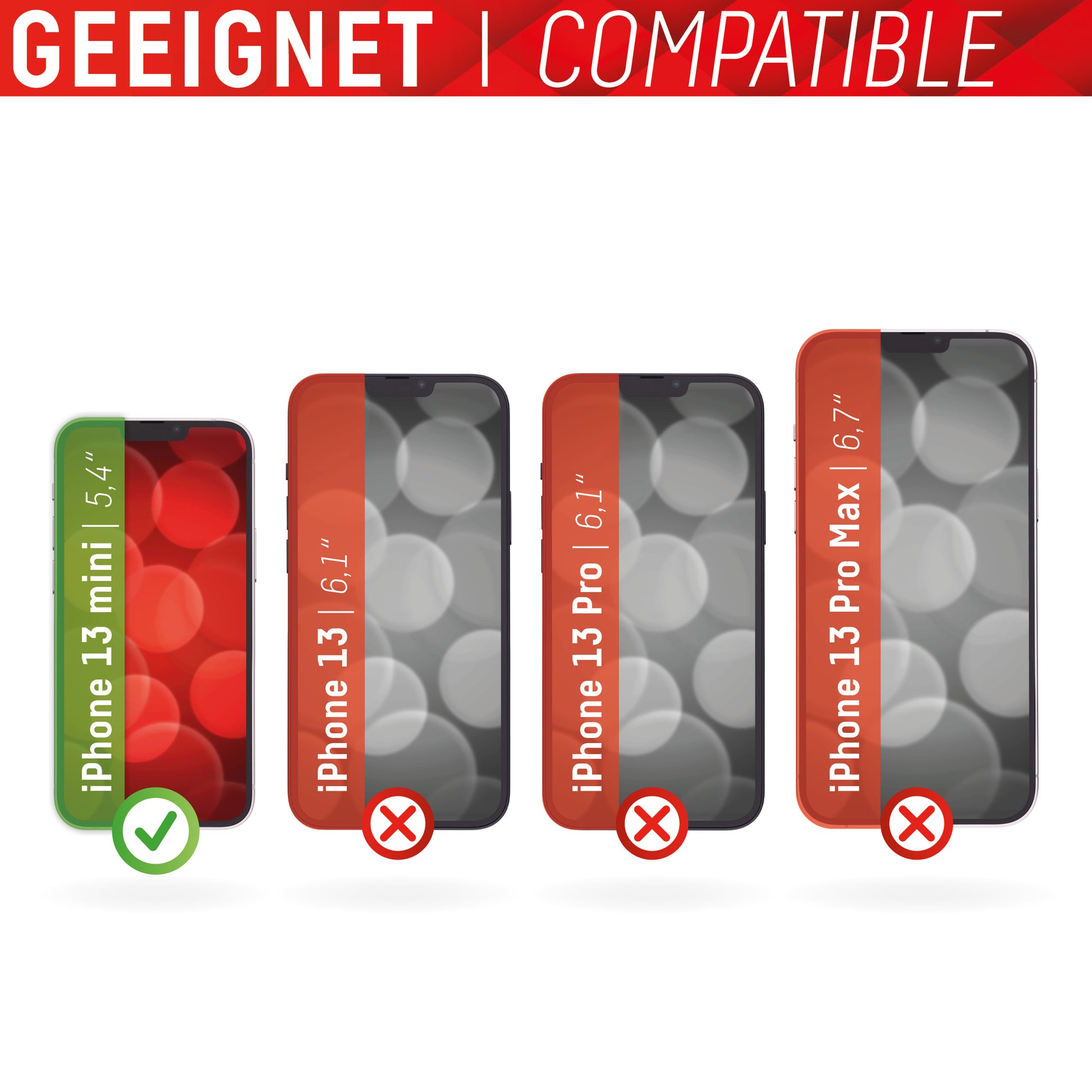 Displex Displayschutz (Panzerglas), 10H – für iPhone 13 mini – mit Applikator