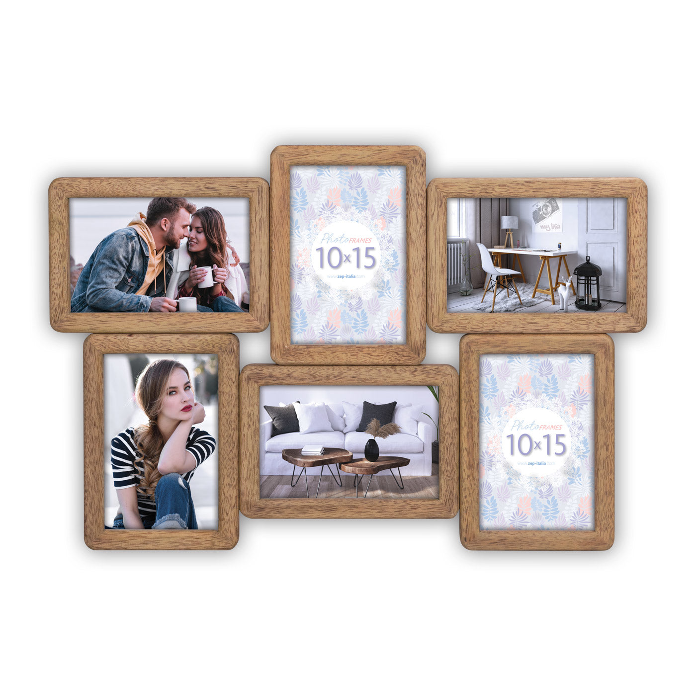 ZEP Bilderrahmen-Set – für 10 × 15 cm, 6-teilig – MDF & Holz, braun