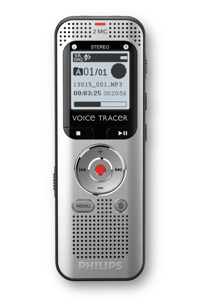 Philips DVT2010 – Digitales Diktiergerät, USB 2.0, 3,5 mm Kopfhöreranschluss, Aluminium/Schwarz