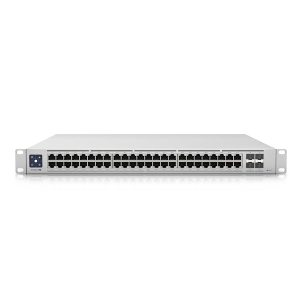 Ubiquiti UniFi USW-ENTERPRISE-48-POE – Managed Switch, 48× 2.5GbE, 4× 10GbE SFP+, L3, 1.3" Touchscreen, Weiss