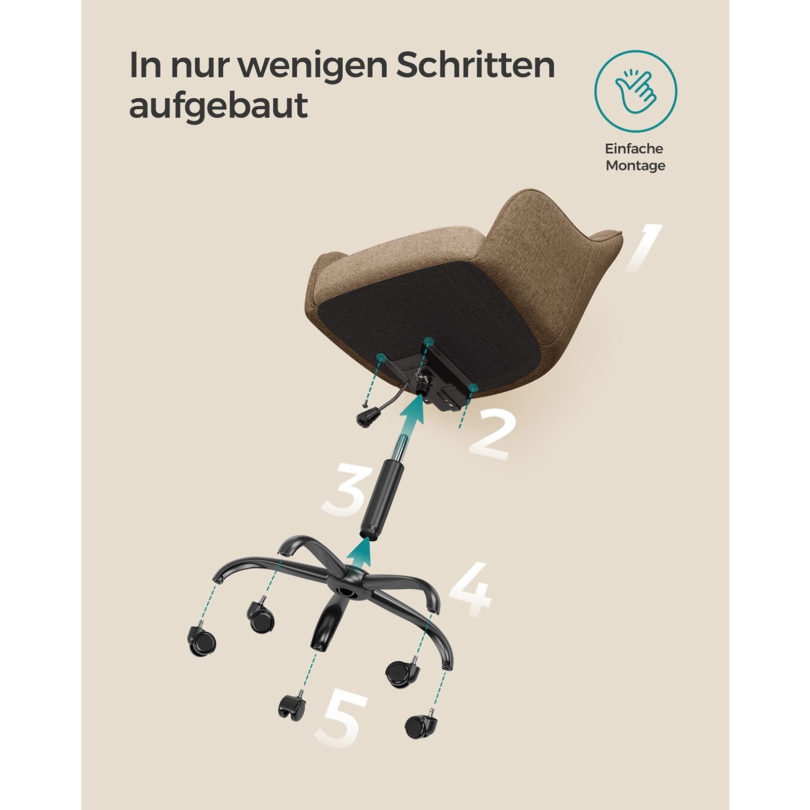Songmics Bürostuhl – 61×58×86–96 cm, braun
