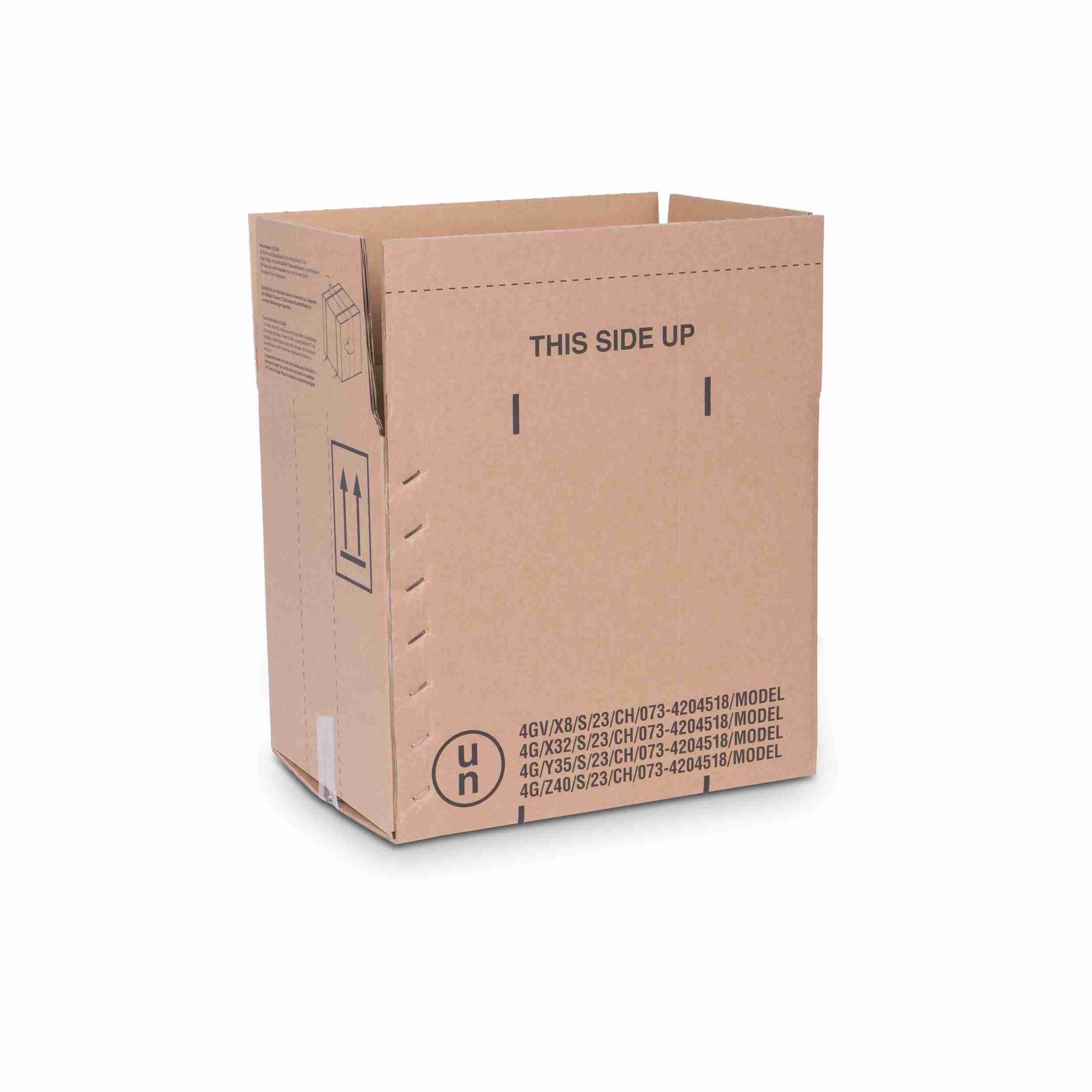 Model Versandbox – für UN28/40 – 360 × 260 × 300 mm, braun, Wellkarton, selbstklebend – 1 Palette (240 Stk.)
