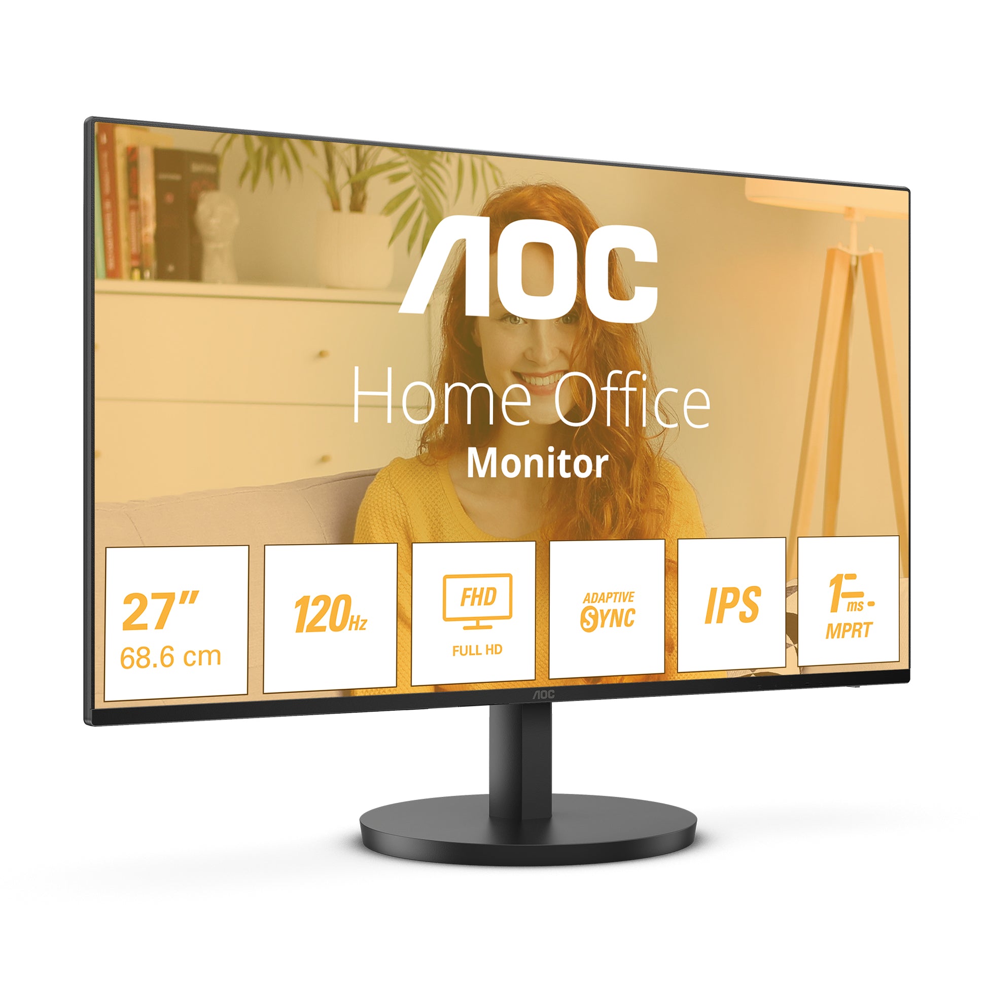 AOC 27B3HA2 – Monitor, 27", 1920 × 1080 (Full HD), IPS, 100 Hz, 250 cd/m², Lautsprecher, VESA 100 × 100, Schwarz