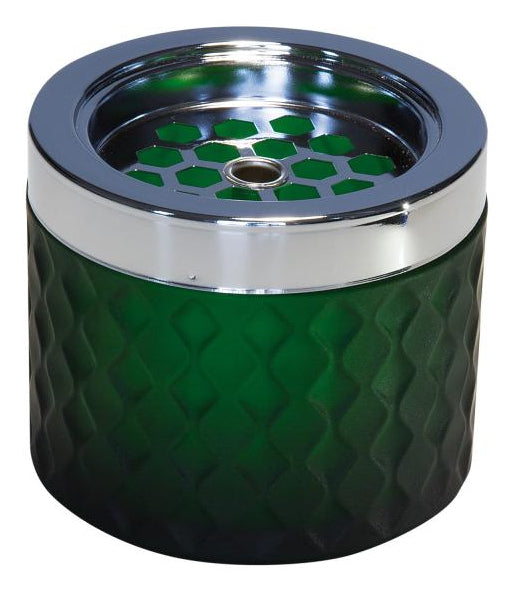 APS-Germany APS Aschenbecher – Ø 9,5 × 8 cm – Glas & Metall, Dunkelgrün