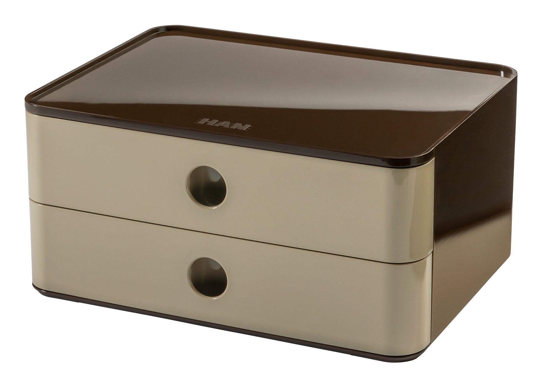 HAN Allison Smart-Box Plus Schubladenelement – 2 Schubladen, beige/braun, ABS, B 260 × H 125 × T 195 mm