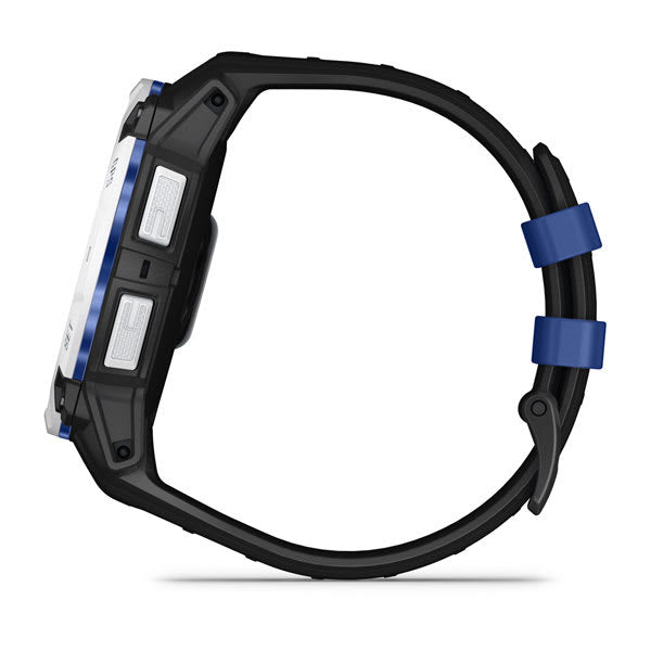Garmin Instinct 3 50 mm GPS – faserverstärkter Kunststoff Weiss, Sportarmband, Dunkelblau, 100 m, für iPhone