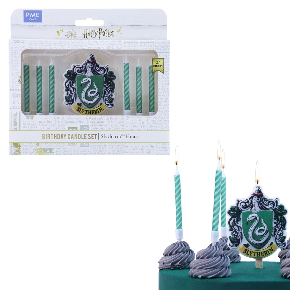 PME Geburtstagskerzen Harry Potter Slytherin – Grün/Weiss – 7 cm – Kunststoff – 7 Stk