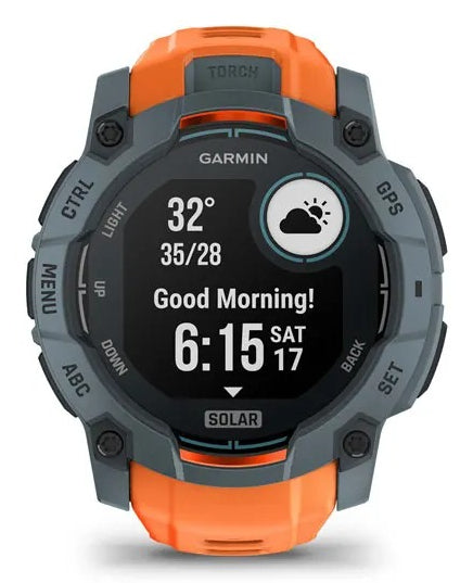Garmin Instinct 3 Solar – GPS-Smartwatch – 50 mm, GPS, NFC, Orange, Sportarmband