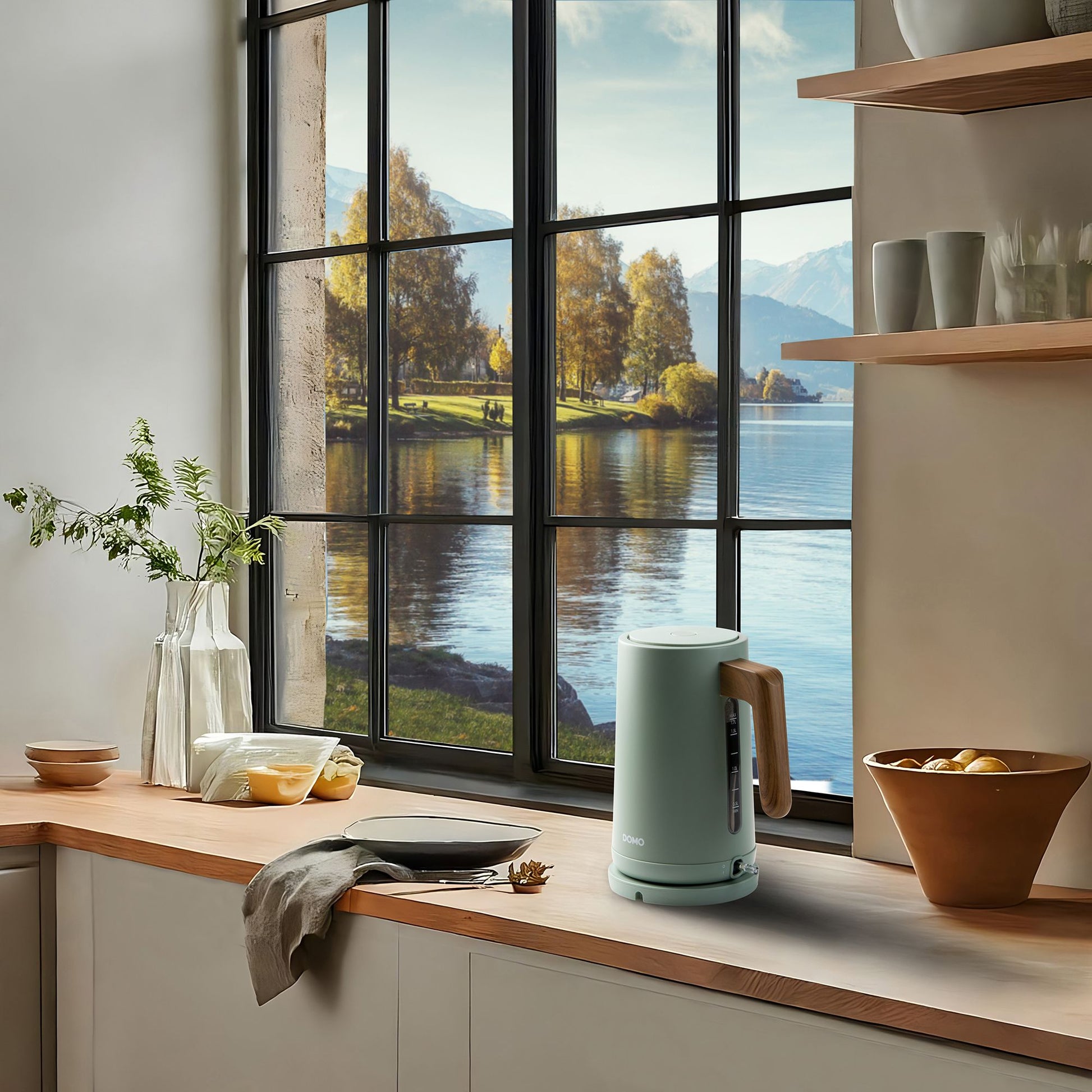 Domo Wasserkocher – 1,7 l, Kunststoff, Salbei, DO9282WK