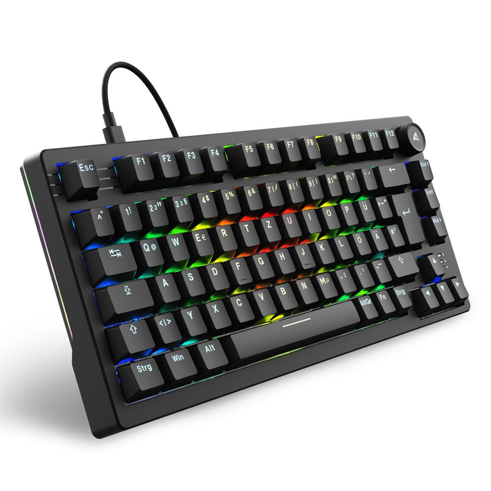 Sharkoon SGK25 – Tastatur 75% – Mechanisch – Verkabelt – QWERTZ (DE) – RGB – Ohne Ziffernblock – Schwarz