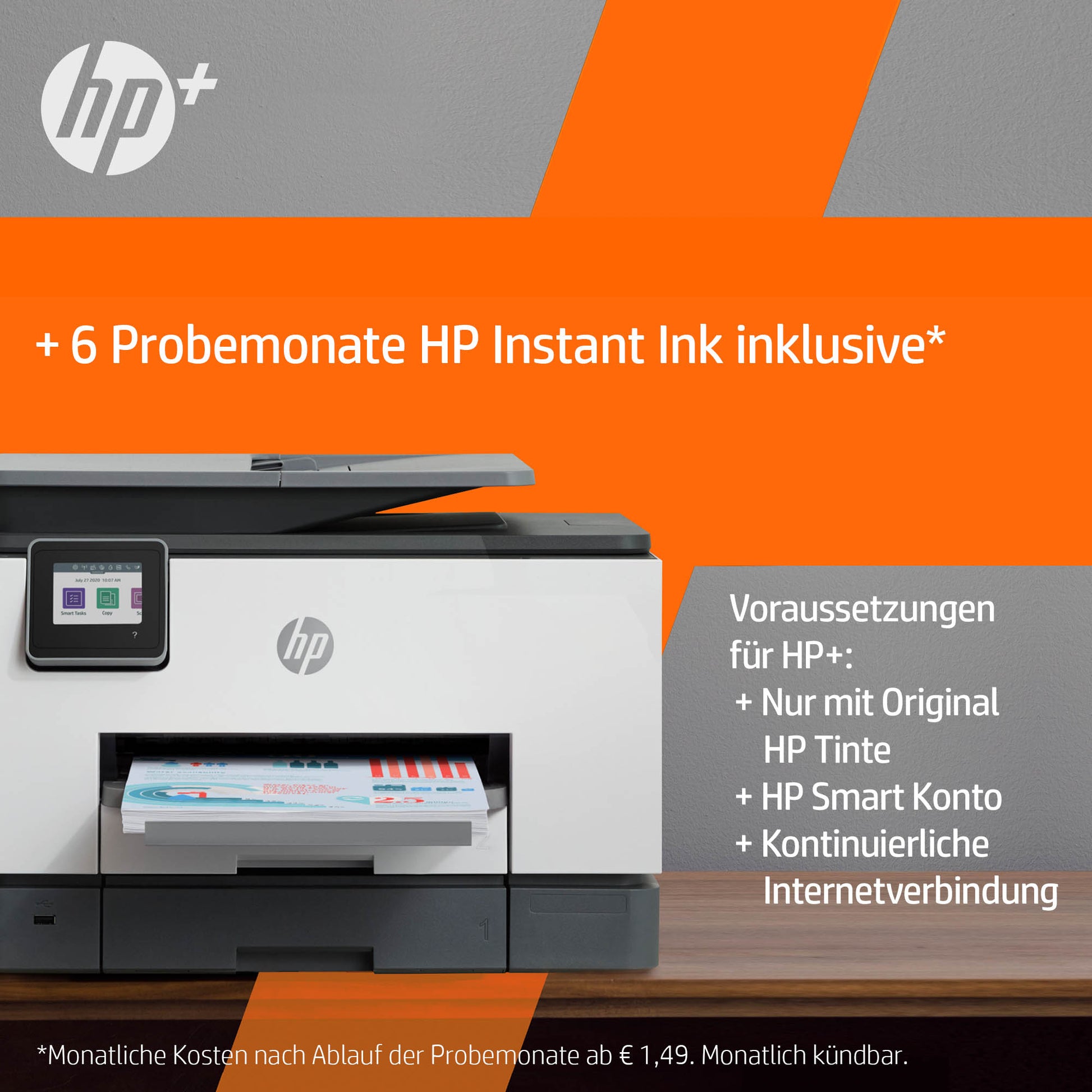 HP Officejet Pro 9022e – Farbiger Tintenstrahl-MFP A4, 4-in-1 – USB/WLAN – Duplex, ADF – 24 Seiten/Min. S/W
