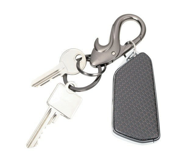 TROIKA Multitool-Schlüsselanhänger Drop – Flaschenöffner, mit Karabiner, Metall/Chrom, Grau