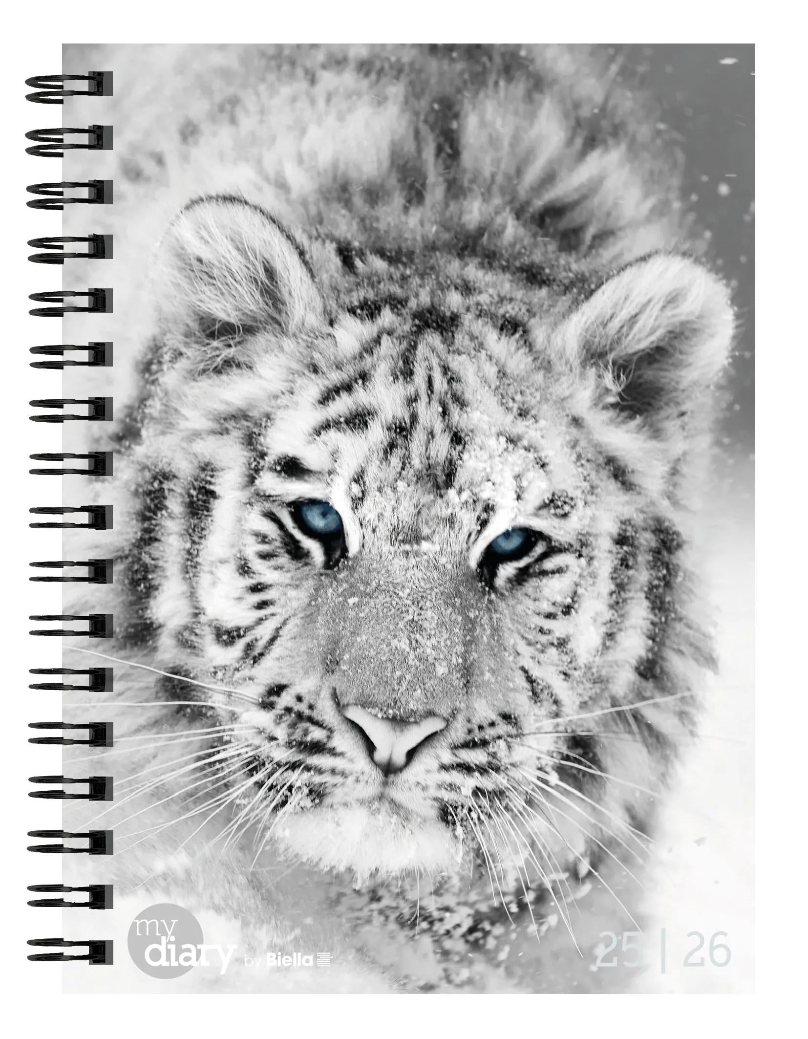 Biella mydiary Schüleragenda – 1 Woche/2 Seiten, Spiralbindung, 12 × 16,5 cm, Aug–Jul, Schwarz & Weiss, FSC