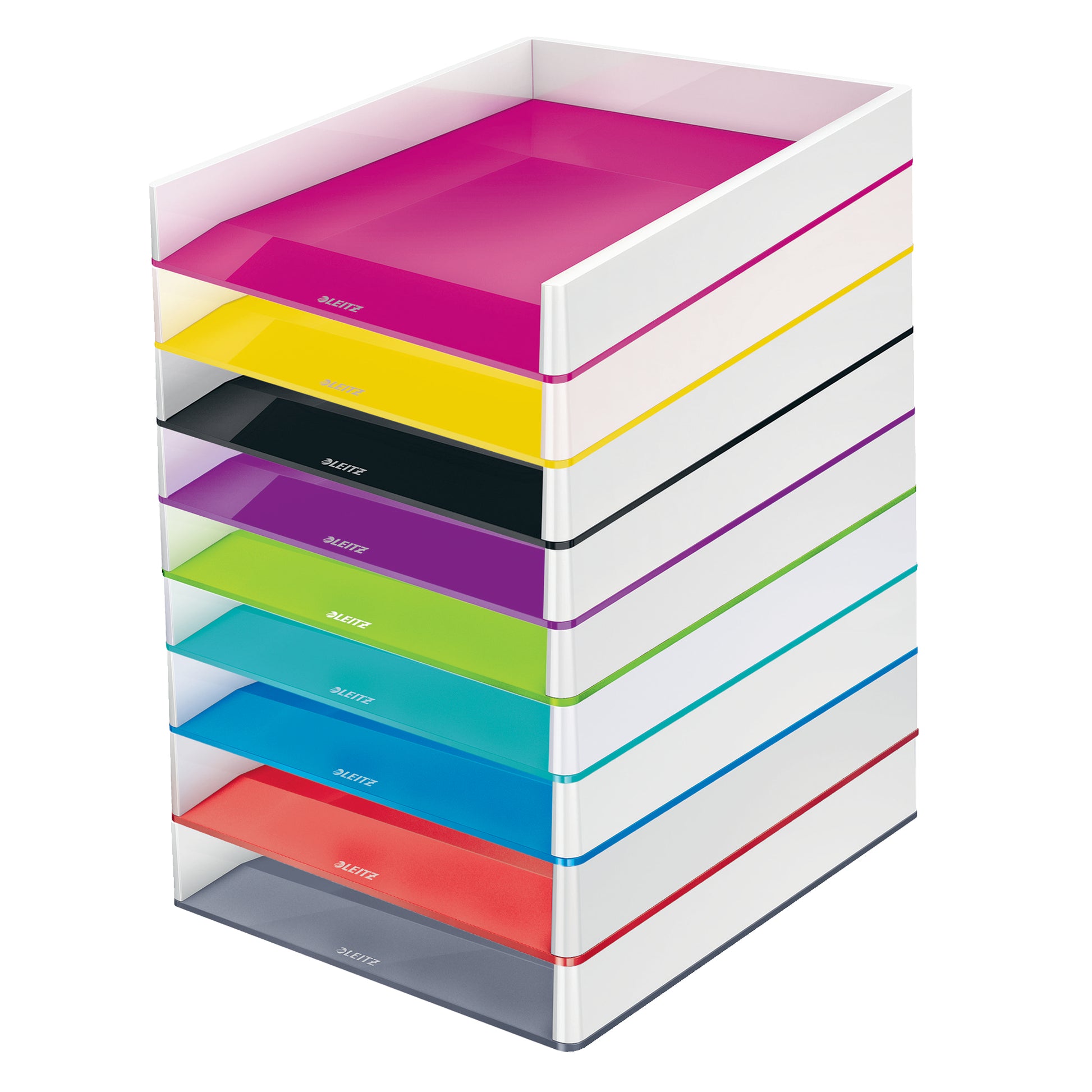 Leitz WOW – Briefkorb für A4/C4, Polystyrol (PS), Weiss/Gelb, Hochglänzend, 267 × 49 × 336 mm