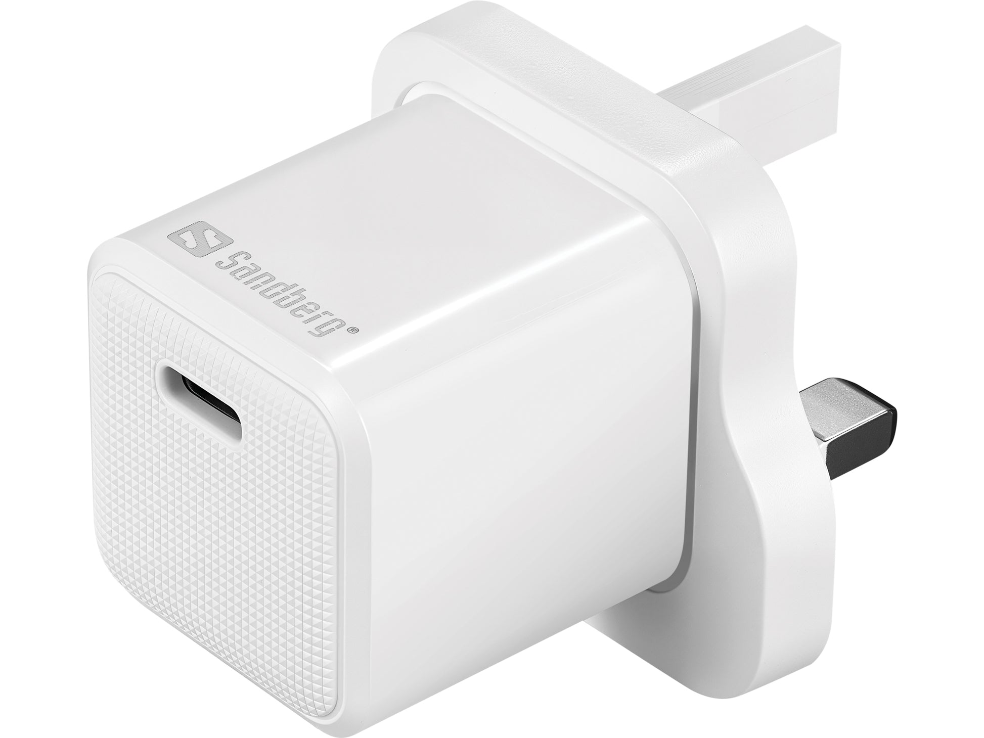 Sandberg USB-Ladegerät 20 W – USB-C×1, PD – UK-Stecker, inkl. USB-C→Lightning 1 m – für iPhone