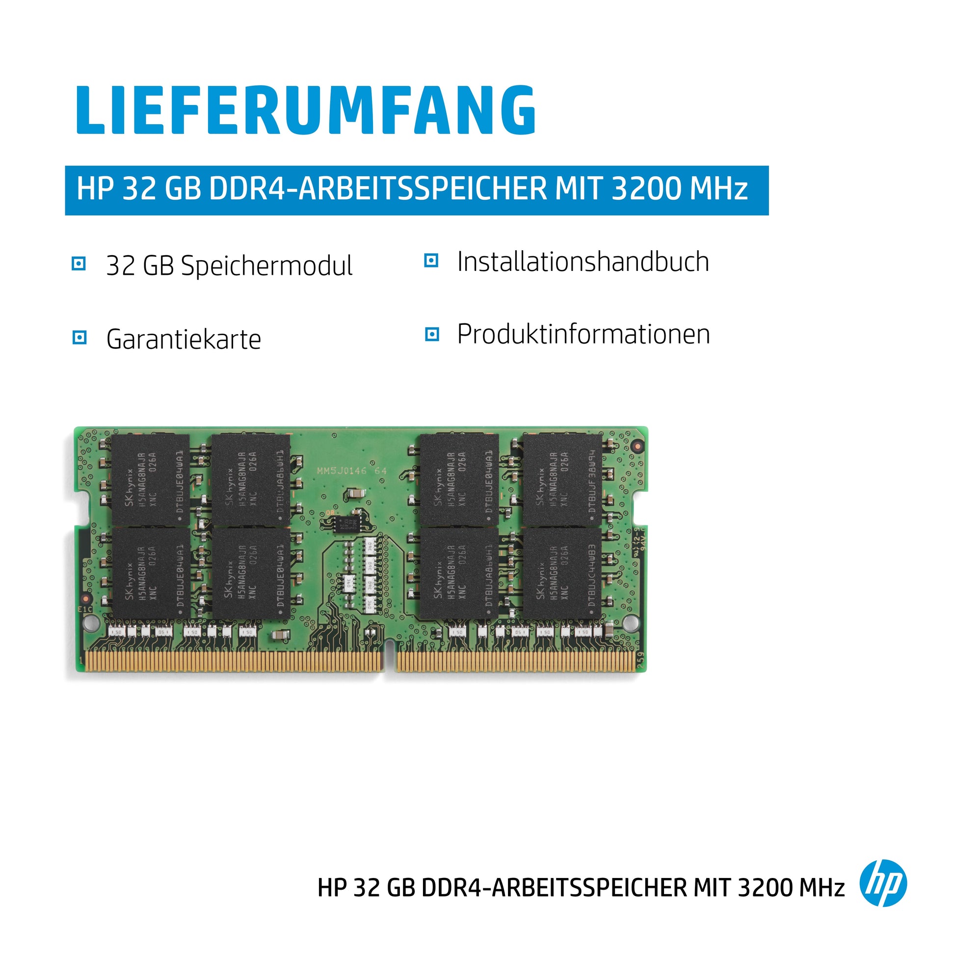 HP 4S967AA#AC3 – SO-DIMM DDR4 32 GB – 3'200 MHz, für HP EliteBook 830 G7, 830 G8, 835 G8 und andere