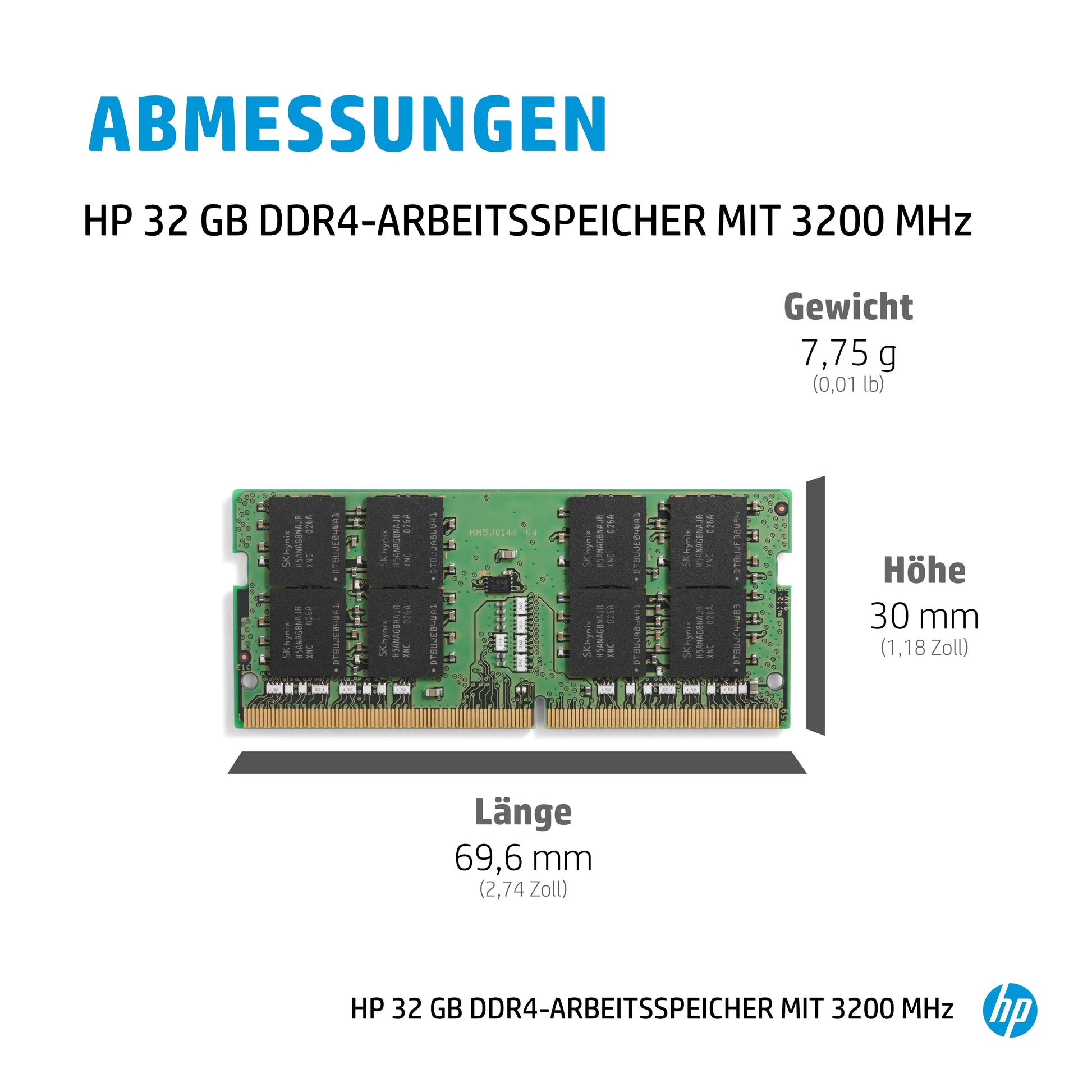 HP DDR4 RAM – 32 GB 3200 MHz, für EliteBook 830 G7, 830 G8, 835 G8 und andere