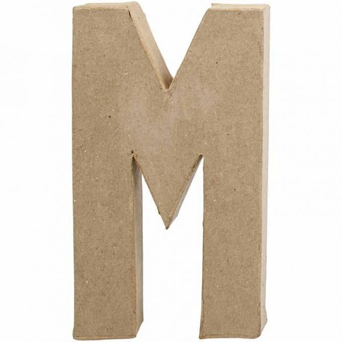 Creativ Company Pappmaché-Rohling, Papierzellstoff, Natur, 12 × 20,5 × 2,5 cm, 1 Stück, Buchstabe M