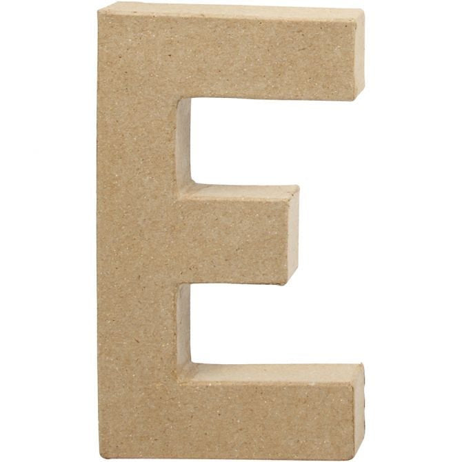 Creativ Company Pappbuchstabe, Papierzellstoff, Natur, 11,5 × 20,5 × 2,5 cm, 1 Stück, Form E