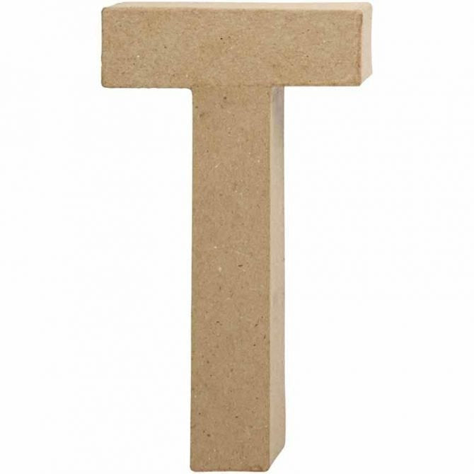 Creativ Company Pappmaché-Rohling, Papierzellstoff, Natur, 11 × 20,5 × 2,5 cm, 1 Stk., Form T, 26619