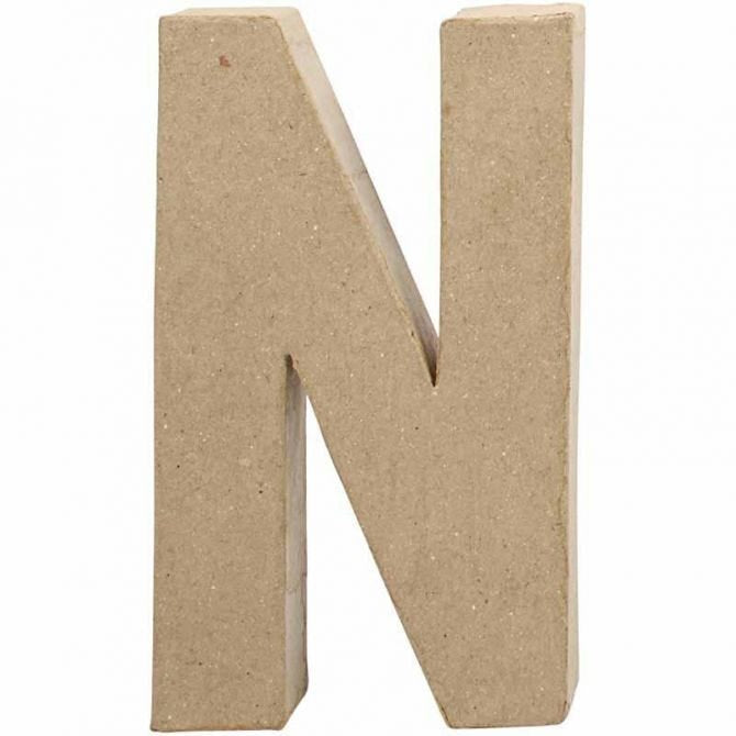 Creativ Company Deko-Buchstabe, Papierzellstoff, Natur, 11,5 × 20,2 × 2,5 cm, 1 Stück, Buchstabe N, 26613