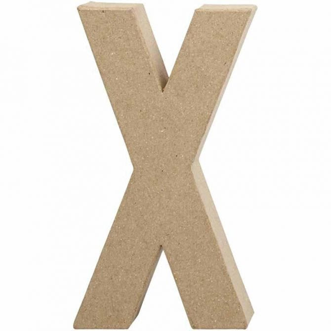 Creativ Company Papp-Buchstabe, Papierzellstoff, Natur, 10,5 × 20,2 × 2,5 cm, 1 Stk., Form X, 26623