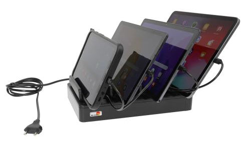 Brodit Ladestation, 4-fach, 5× USB-A, 1× USB-C, mit Netzteil, Schwarz – für Gerät 216202