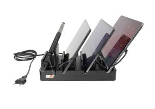 Brodit Ladestation, 4-fach, 5× USB-A, 1× USB-C, mit Netzteil, Schwarz – für Gerät 216202