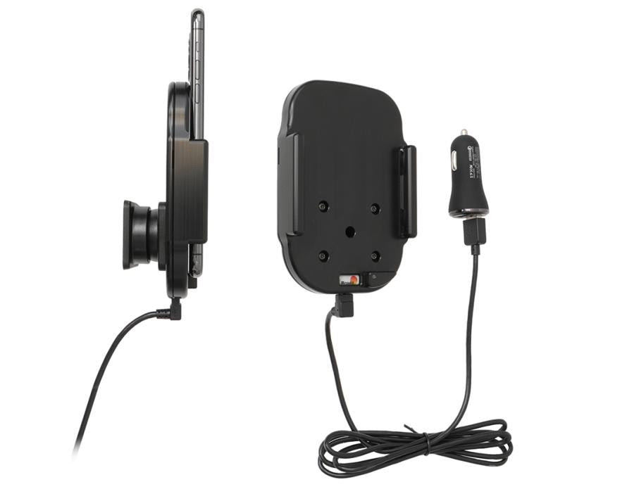 Brodit Auto-Ladehalterung – Qi, 2× USB-A, Zigarettenanzünder – für Smartphones – Schwarz