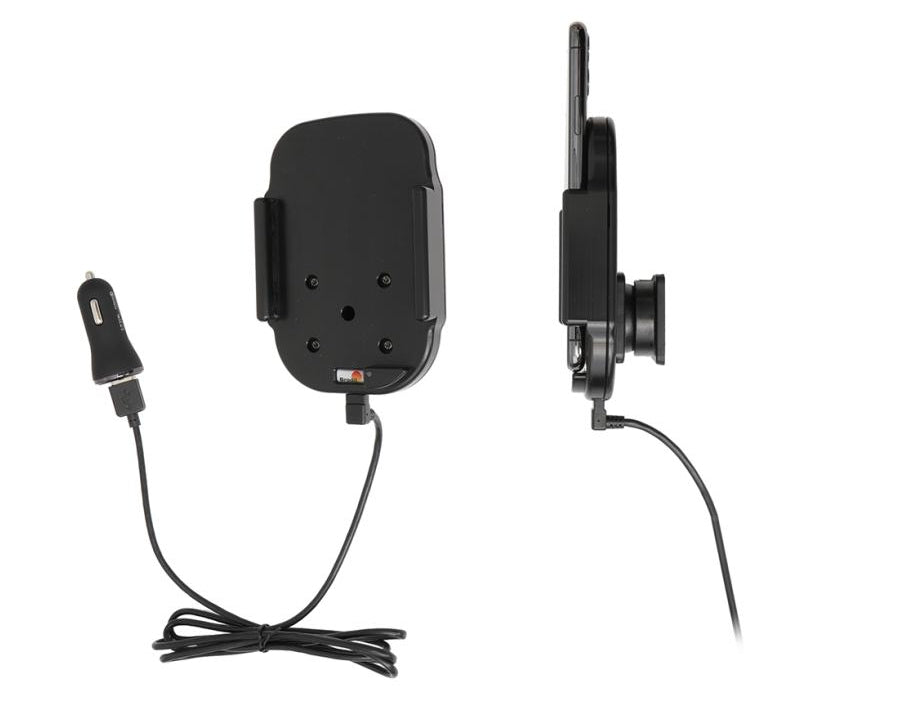 Brodit Auto-Ladehalterung – Qi, 2× USB-A, Zigarettenanzünder – für Smartphones – Schwarz