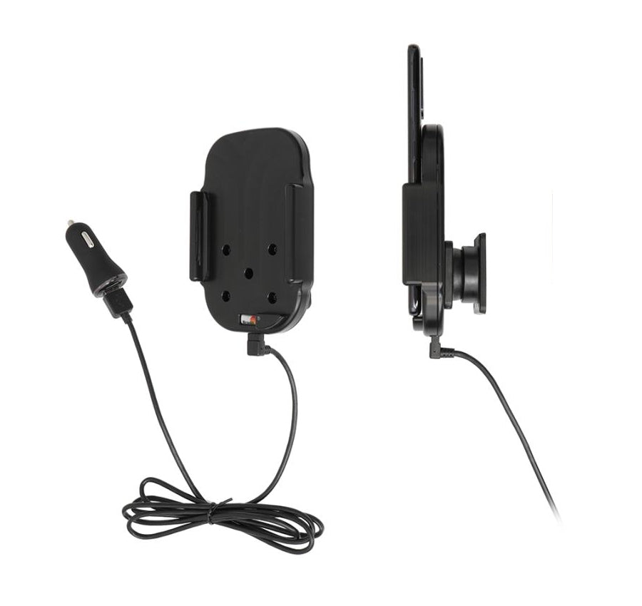 Brodit Auto-Ladehalterung (kabellos) – Qi, 2× USB-A – Klemmhalterung – Schwarz