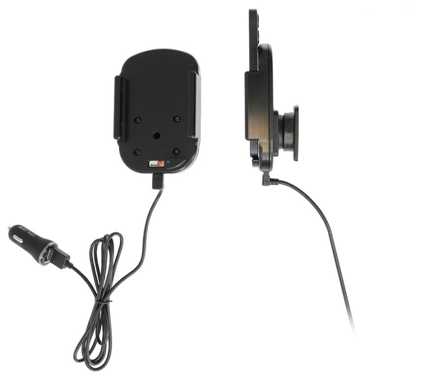 Brodit Auto-Halterung, mechanisch & magnetisch, Qi-Laden, 2× USB-A, QC 3 – für Smartphones – Schwarz