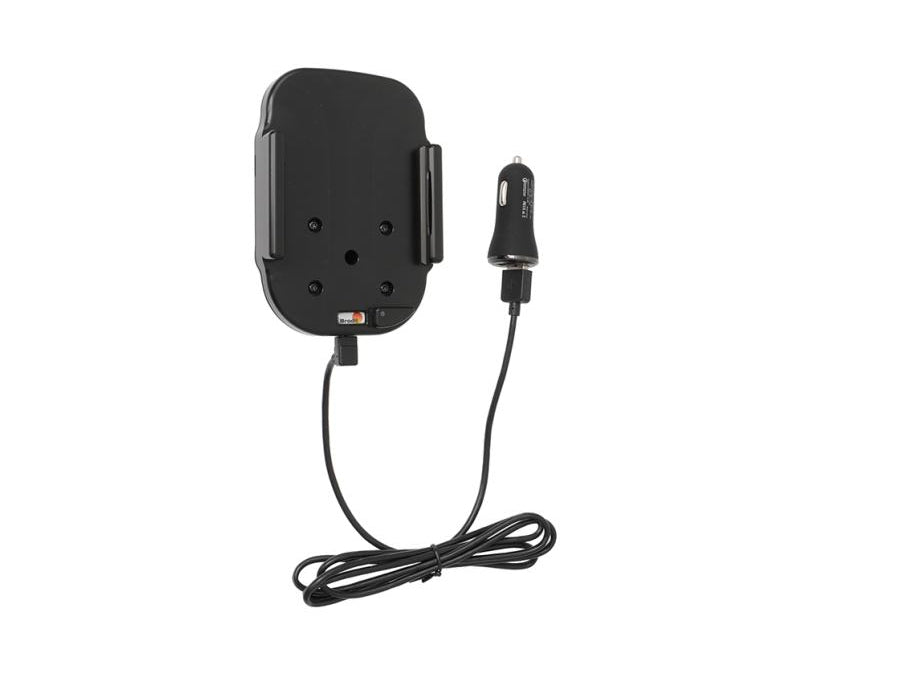 Brodit Auto-Halterung, mechanisch & magnetisch, kabelloses Laden, 2× USB-A, 360° drehbar – universal – Schwarz