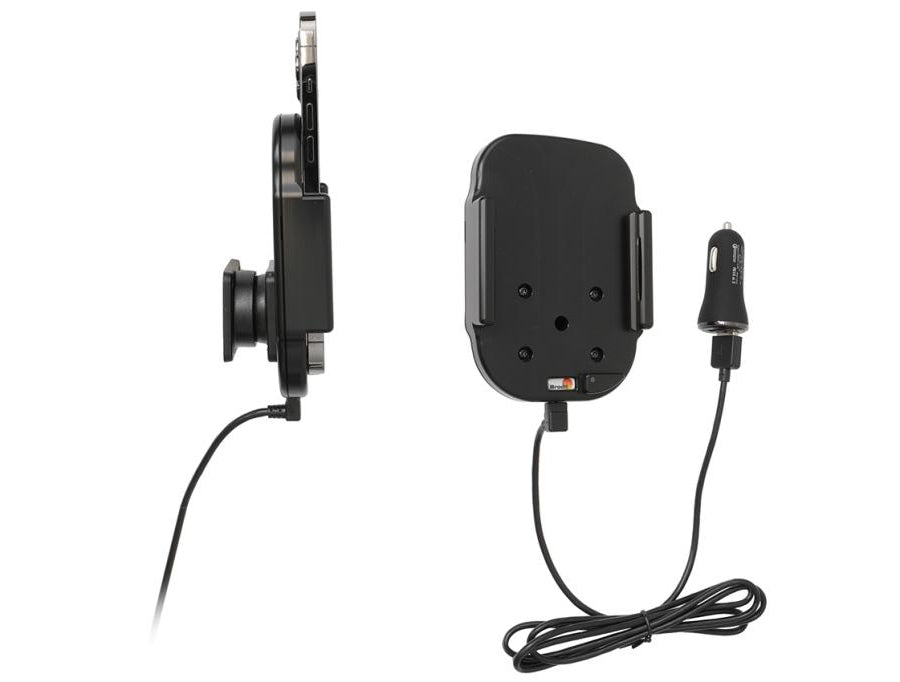 Brodit Auto-Halterung, mechanisch & magnetisch, kabelloses Laden, 2× USB-A, 360° drehbar – universal – Schwarz