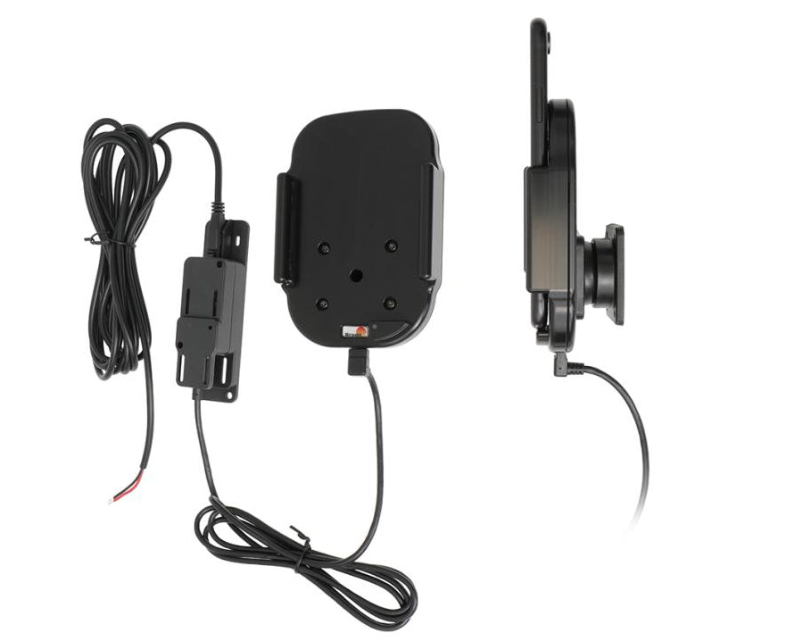 Brodit 719090 Kfz-Ladehalterung – Qi – Clip-Montage – USB-A ×2 – für Smartphone – Schwarz